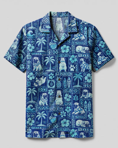 ALOHA PUG DOG  PATCHWORK CAMP SHIRT - TLNO0308262