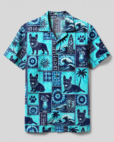 FRENCH BULLDOG ISLAND PATCHWORK CAMP SHIRT - TLNO3107265