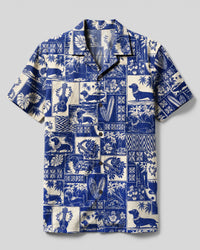 VINTAGE BEACH DACHSHUND DOG CAMP SHIRT - TLNO050864