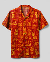 ALOHA CORGI DOG  PATCHWORK CAMP SHIRT - TLTW0308263