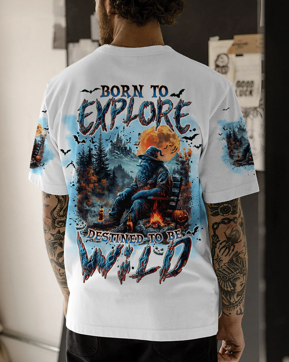 BORN TO EXPLORE DESTINED TO BE WILD BIGFOOT HALLOWEEN ALL OVER PRINT - TLNT1609244