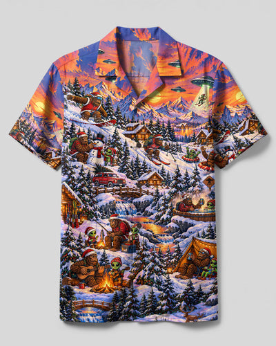 BIGFOOT ALIEN SUNSET WONDERLAND CHRISTMAS CAMP SHIRT  - TLTW0510264