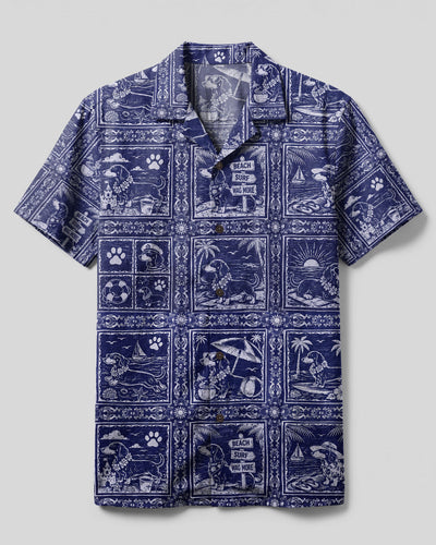 SEASIDE DACHSHUND DOG MOSAIC CAMP SHIRT - TLTW0708261