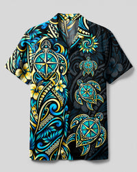 TRIBAL COMPASS SEA TURTLE CAMP SHIRT  - TLTW1209265