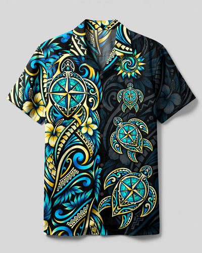 TRIBAL COMPASS SEA TURTLE CAMP SHIRT  - TLTW1209265