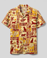 RETRO LABRADOR DOG LAGOON PATCHWORK CAMP SHIRT - TLTW0409264