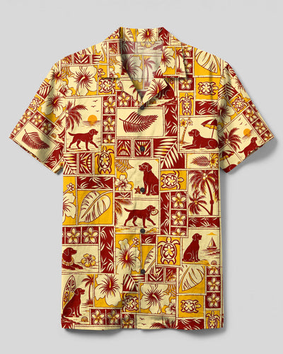 RETRO LABRADOR DOG LAGOON PATCHWORK CAMP SHIRT - TLTW0409264
