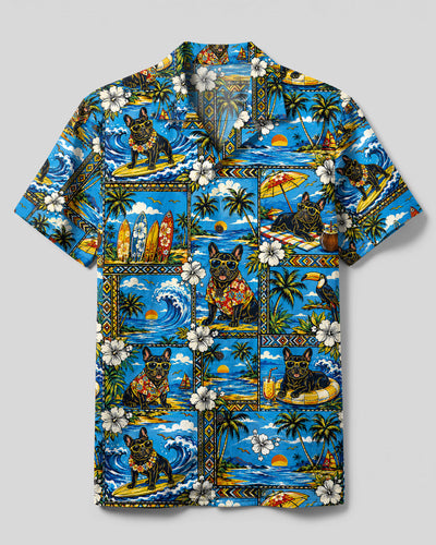VIBRANT BEACH FRENCH BULLDOG CAMP SHIRT - TLTW2608265