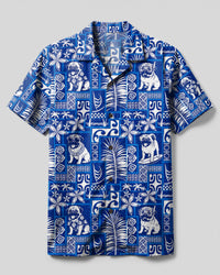 PUG DOG BLUE LAGOON PATCHWORK CAMP SHIRT - TLTW1008264