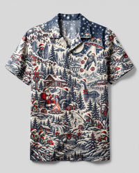 VINTAGE CRYPTID CHRISTMAS TOILE CAMP SHIRT  - TLNT0310262