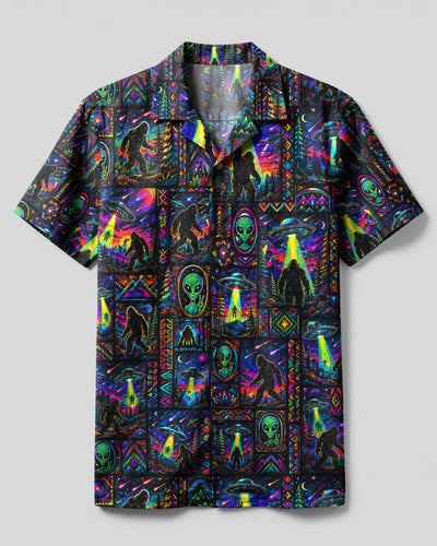 NEON BIGFOOT UFO PATCHWORK CAMP SHIRT - TLHG2408264