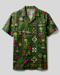TRIBAL ALIEN UFO MOSAIC CAMP SHIRT - TLNT2008265