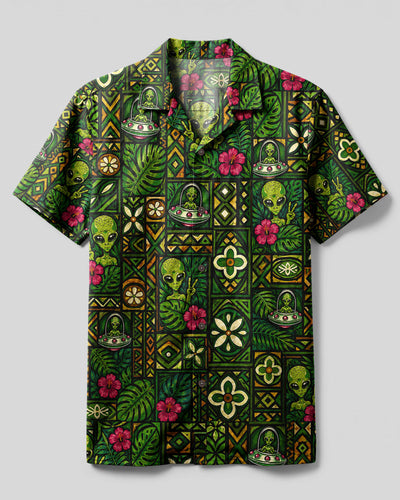 TRIBAL ALIEN UFO MOSAIC CAMP SHIRT - TLNT2008265