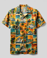 CRUISE SUNSET PARADISE PATCHWORK CAMP SHIRT - TLNT1308263