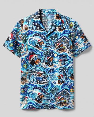 DACHSHUND DOG  CHRISTMAS ADVENTURE CAMP SHIRT  - TLNO1710265