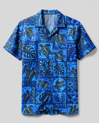 TRIBAL SEA TURTLE TROPICAL PATCHWORK CAMP SHIRT  - TLHG2708261