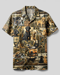 LABRADOR DOG DUCK HUNTING COLLAGE CAMP SHIRT - TLNT1909268
