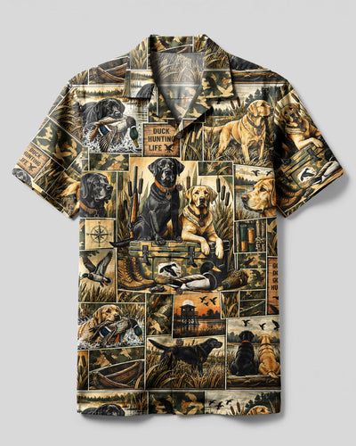 LABRADOR DOG DUCK HUNTING COLLAGE CAMP SHIRT - TLNT1909268