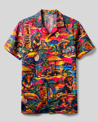 SUNSET PARADISE DACHSHUND DOG CAMP SHIRT  - TLNT0110265