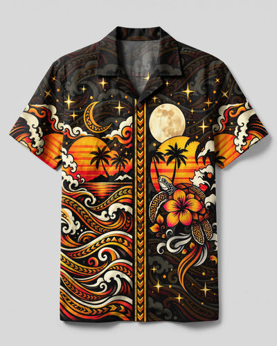TRIBAL SUNSET TURTLE CAMP SHIRT  - TLNO1409263