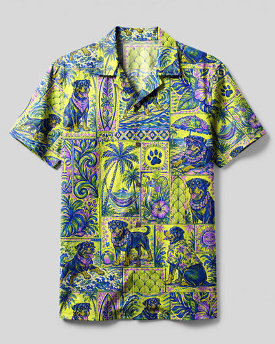 HAPPY ROTTWEILER DOG LAGOON CAMP SHIRT - TLNT22092610