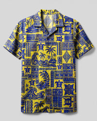 TURTLE PARADISE TRIBAL PATCHWORK CAMP SHIRT - TLNT2008262