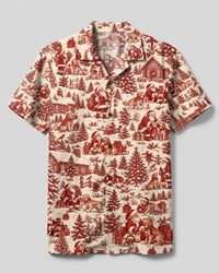 CHRISTMAS TOWN GOLDEN RETRIEVER DOG TOILE CAMP SHIRT  - TLTW0310263