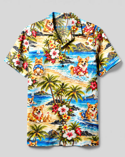 ALOHA CORGI PARADISE CAMP SHIRT - YHLN2909262