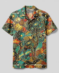 CELESTIAL STAG MOSAIC PATCHWORK CAMP SHIRT - TYLN1709263