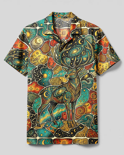 CELESTIAL STAG MOSAIC PATCHWORK CAMP SHIRT - TYLN1709263