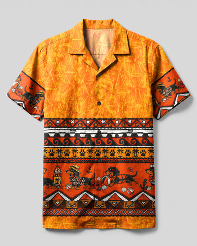 VIBRANT TROPICAL DACHSHUND DOG CAMP SHIRT - TLHG0308265