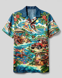 SANTA BIGFOOT TROPICAL CHRISTMAS CAMP SHIRT - YHLN1410263