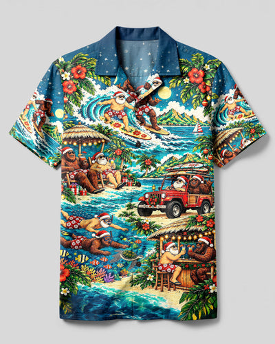 SANTA BIGFOOT TROPICAL CHRISTMAS CAMP SHIRT - YHLN1410263