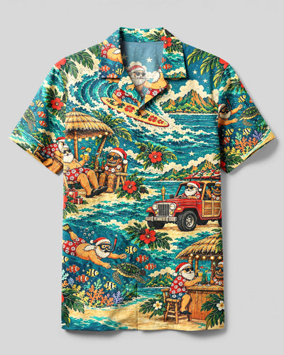 SANTA TIKI TROPICAL CHRISTMAS CAMP SHIRT - YHLN3009265
