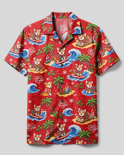 MERRY CORGMAS SURFING CORGI DOG CHRISTMAS CAMP SHIRT - TYLN2108261