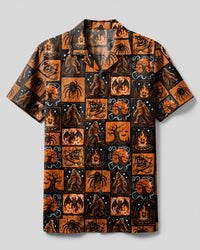 BIGFOOT HALLOWEEN HORROR PATCHWORK CAMP SHIRT  - TLTW2307262
