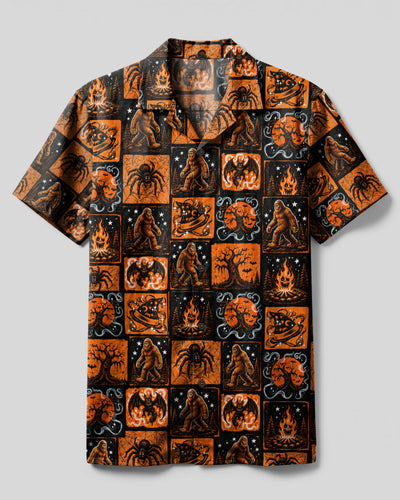BIGFOOT HALLOWEEN HORROR PATCHWORK CAMP SHIRT  - TLTW2307262