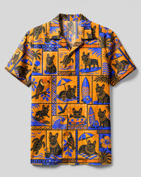 FRENCH BULLDOG BEACH DAY PATCHWORK CAMP SHIRT  - TLHG2608264