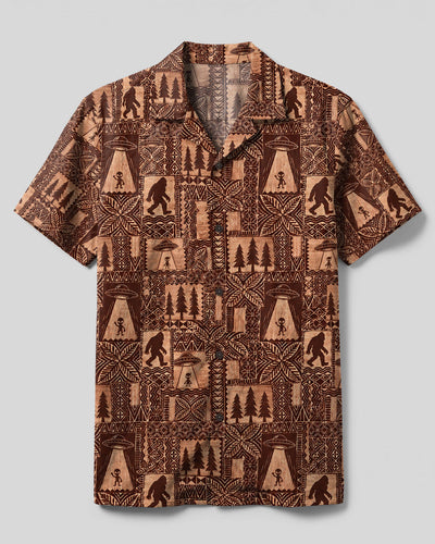 BIGFOOT ALIEN TAPA PATCHWORK CAMP SHIRT - TLTW2807262