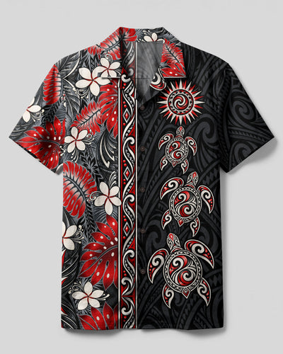 TROPICAL TRIBAL SEA TURTLE CAMP SHIRT  - TLTW1409261