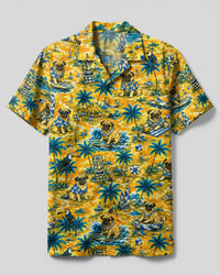 PUG DOG TIKI ISLAND PATTERN CAMP SHIRT - TLTW2109263