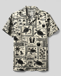 TURTLE ISLAND SKETCH PATCHWORK CAMP SHIRT - TLTW2907262