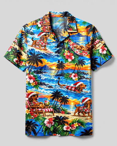 DACHSHUND CHRISTMAS PARADISE CAMP SHIRT SHIRT - YHLN2909265