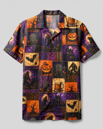 BIGFOOT'S HAUNTED NIGHT HALLOWEEN PATCHWORK CAMP SHIRT - TLHG2307262