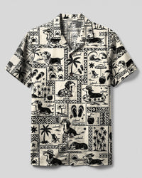 DACHSHUND ISLAND SKETCH PATCHWORK DOG CAMP SHIRT - TLTW2807265