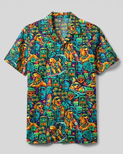 GOLDEN RETRIEVER TIKI BEACH PARTY CAMP SHIRT  - TLTW2310262