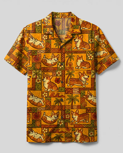 ALOHA CORGI DOG PARADISE CAMP SHIRT - TLTW2707262