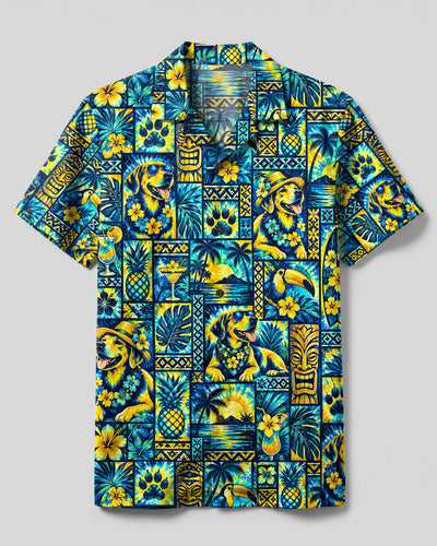 LABRADOR TIKI PARADISE PATCHWORK CAMP SHIRT  - TLTW2909261