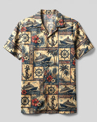VINTAGE TROPICAL NAUTICAL CRUISE CAMP SHIRT - TLHG0708261