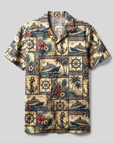 VINTAGE TROPICAL NAUTICAL CRUISE CAMP SHIRT - TLHG0708261